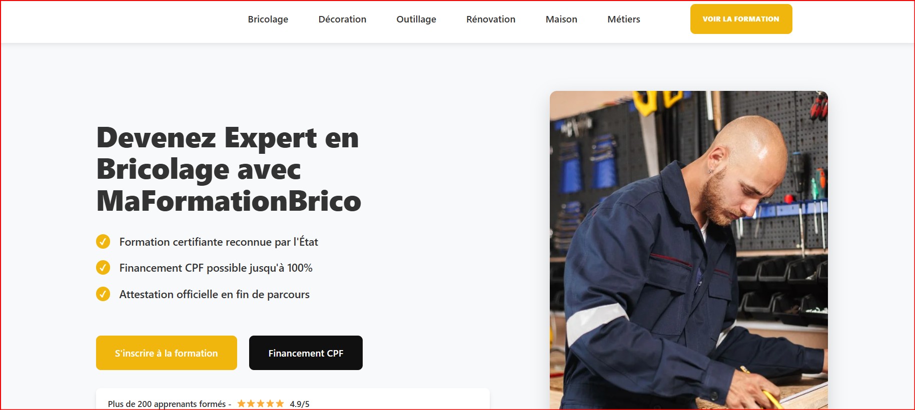 Maformationbrico.fr cpf financement