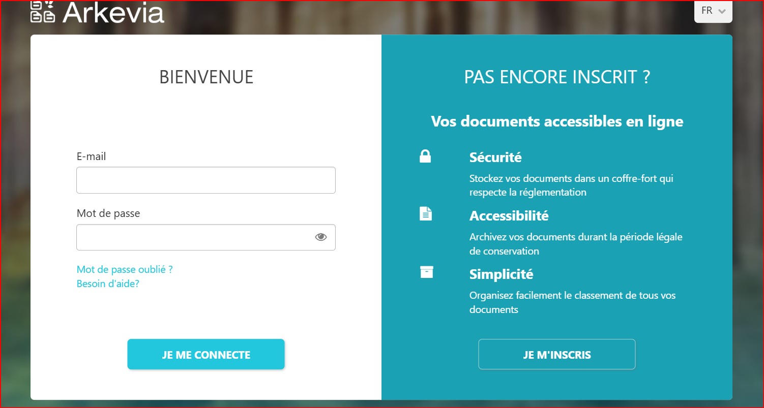 arkevia coffre fort connexion
